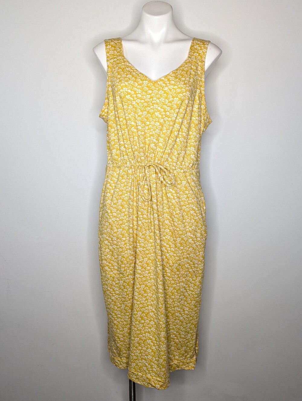 Duluth Yellow White Mushroom Clover Dandelion V Neck Cotton Blend Dress L